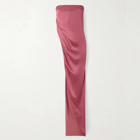 Rick Owens Lido Bustier Asymmetric Satin Top in Pink